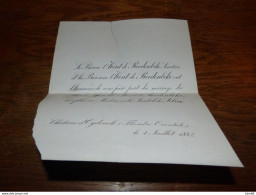 I23 Invitation Mariage Château D'Oydonck Baron Arnould T'Kint De Roodenbeke Isabel De Silva - Mariage