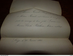 I23 Invitation Mariage Laure Piercot Fille Bourgmestre De Liège / Charles Petithan 1865 - Mariage
