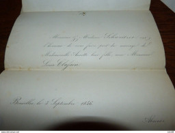 I22 Invitation Mariage Annette Schweitzer Louis Classen Bxl 1846 - Mariage