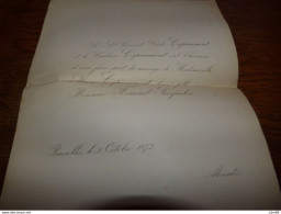 I22 Invitation Mariage Marie Capiaumont Fernand Sacqueleu 1872 - Mariage