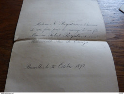 I36  Invitation Mariage Robert Reyntiens Ana De Erraza 1879 - Mariage