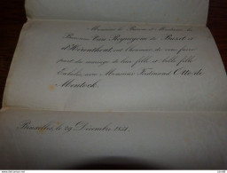 I21 Invitation Mariage  Eulalie Van Reynegom De Buzet Et D'Herenthout Ferdinand Otto De Mentock 1851cachet Cire - Mariage