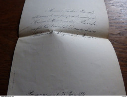 I36  Invitation Mariage Hector Van Den Brande Marguerite De Méautis 1881 Bruges - Mariage