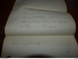 I21 Invitation Mariage  Wilhelmine Galesloot Baron Ferdinand Van Reynegom De Buzet Et D'Herenthout Laeken 1847 - Mariage