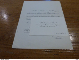 I7-1 Invitation Mariage  Colette Van Praet Charleroi Papeians De Morchoven  1946 - Mariage