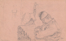 Schlafender Bosnischer Soldat (BOSNIAK)  1.WK 1916 - Handzeichnung Auf Felpostkarte - Bosnia And Herzegovina