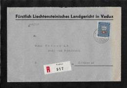 1958 BRIEF LANDGERICHT VADUZ ► Chargé Brief Mit Dienstmarke (SBK-D40)  Von VADUZ Nach KLINGNAU / AG - Dienstmarken