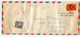 1958 Airmail Cover From POKO To Belgium TAX Paid In Belgium - Zegel 10Fr Leopold III Poortman Met Zwarte T Stempel - Brieven En Documenten