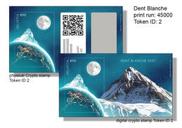 Switzerland 2021 Crypto Stamp ID 2 Dent Blanche Mountains Berge Swiss Crypto Stamp Token ID: 2 ** - Unused Stamps