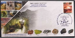 INDIA 2018 Mines Cave & Minerals Of Jharkhand, Copper,Uranium,Mica,Bauxite,Coal, Iron ,Special Cover (**) Inde Indien - Brieven En Documenten