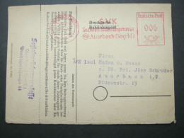 1949 , AUERBACH,   Freistempel Auf Karte - Covers & Documents