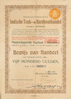 Nederlands Indië - 1914 - Bewijs Van Aandeel Indische Teak- En Hardhouthandel Met Enkele Dividend Bewijzen - Agriculture