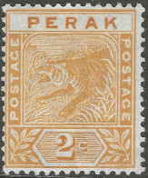 Perak (Malaysia). 1892 Tiger. 2c Orange MH. SG 63 - Perak