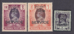 1947 Burma D42,D50-D51 Overprint - SERVICE / George VI 37,50 € - Birmanie (...-1947)