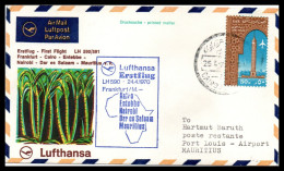 FFC Lufthansa  Frankfurt-Cairo-Entebbe-Nairobi-Dar Es Salaam-Mauritius 1970 - Poste Aérienne