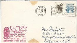 52657 ) Cover Canada Provincial Exhibition Post Office Regina Postmark 1953 - Covers & Documents