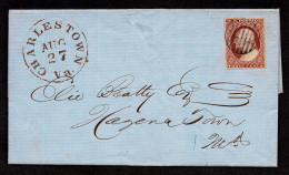 Lot # 022 1852, 3¢ Claret Shade Type I Position 69L2L - Storia Postale