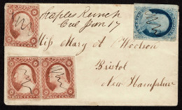 Lot # 025 1852, 3¢ Dull Red, Type II Three Copies And 1852, 1¢ Blue, Type IV - Storia Postale