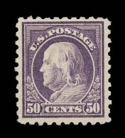 Lot # 061 1916 - 1917, 50¢ Light Violet, Unwatermarked, Perf. 10 - Unused Stamps