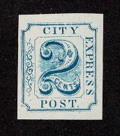 Lot # 072 Adams' City Express Post, 1850-51, 2¢ Blue - Sellos Locales