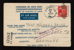 Lot # 117 Prisoner Of War: 1945 Letter Sheet Bearing 1938, 6¢ John Quincy Adams Red Orange - Cartas & Documentos
