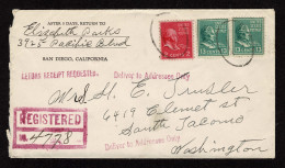 Lot # 155 Registered Envelope: 6¢ Combination 1938, 13¢ Millard Fillmore Blue Green (two Copies) And 2¢ John Adams Rose  - Cartas & Documentos