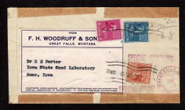 Lot # 156 Parcel Post: 1944 Parcel Post Envelope Bearing 1938, 14¢ Franklin Pierce Blue 10¢ Tyler Brown Red And 1938, 4¢ - Covers & Documents