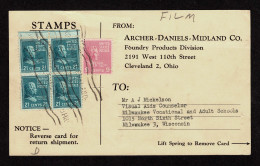 Lot # 160 Fourth Class Mail: 21c Dull Blue BLOCK OF FOUR And 9c Rose Pink - Covers & Documents