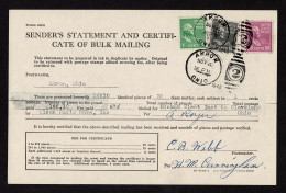 Lot # 162 Certificate Of Mailing: 1938, 50¢ Taft Mauve, 1938, 16¢ Lincoln Black, 1938, And 1¢ Washington Green - Storia Postale