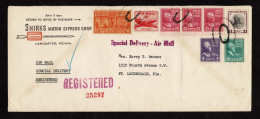 Lot # 168 Registry And Special Delivery: 1938, $1 Wilson Purple Black, 25¢ McKinley Deep Red Lilac STRIP OF THREE, 20¢ G - Storia Postale