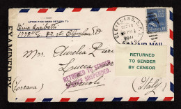 Lot # 200 Used To Italy:1942 Envelope Bearing, 1938, 30¢ Deep Ultramarine Theodore Roosevelt - Storia Postale