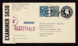 Lot # 203 Used To Switzerland:1938 15¢ Buchanan Blue Grey And 5¢ Monroe Bright Blue One Envelope Using, 5¢ Blue, Die 1 U - Storia Postale