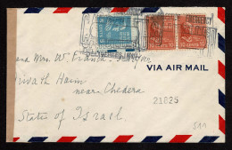 Lot # 208 Used To State Of Israel: 1948 Cover Bearing 1938 10c Tyler Brown Red PAIR And 1938 5c Monroe Bright Blue - Storia Postale