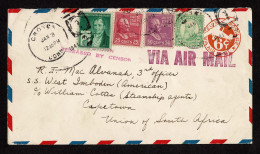 Lot # 215 Used To South Africa: 1941 Cover Bearing 1938 50c Taft Mauve, 25c McKinley Deep Red Lilac, 1940 1c Bright Blue - Cartas & Documentos