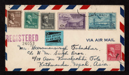 Lot # 218 Used To Nepal: 1954 Envelope Bearing 1938 16c Lincoln Black, 7c Jackson Sepia, 20c Garfield Bright Blue Green, - Briefe U. Dokumente