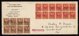 Lot # 239 Canal Zone:1940 Envelope Bearing 1939 ½ C Franklin Red Orange Block Of TWELVE Overprinted CANAL ZONE, 1 ½ CMar - Cartas & Documentos