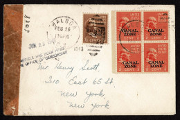 Lot # 240 Canal Zone: 1945 Cover Bearing 1939, ½¢ Franklin Red Orange Block Of Four Overprinted CANAL ZONE, 1 ½ Martha W - Cartas & Documentos