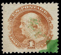Lot # 287 1869, 1¢ Buff "fraudulent" Green Cancel - Other & Unclassified