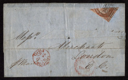 Lot # 306 Newfoundland: 1857, 1s Scarlet Vermilion," Bisected" "tied"on Faulty Folded Letter Sheet - Otros & Sin Clasificación