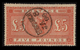Lot # 317 1882, Queen Victoria, £5 Orange On White Paper Neatly "canceled" - Autres & Non Classés