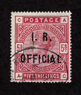 Lot # 319 Great Britain Officials: 1884, 1890, Queen Victoria, 5s Rose "I R OFFICIAL" "Used" - Autres & Non Classés