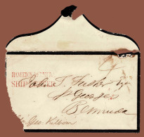 Lot # 409 Bermuda Stampless: 1862 Red HAMILTON BERMUDA / SHIP LETTER - 1859-1963 Colonia Británica