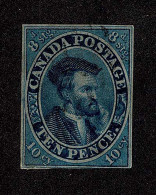 Lot # 462 1855, Jacques Cartier, 10d Blue "on Thin Crisp Transparent Paper" - Used Stamps