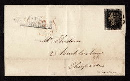 Lot # 585 1840, 1d Black Plate 9 ‘IH’ - Storia Postale