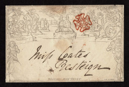 Lot # 590 1840 1d Black Mulready Envelope Black Stereo A136 Sent May 8, 1840 – Third Day Of Use - Cartas & Documentos
