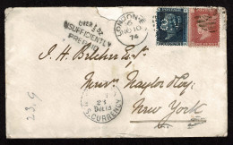 Lot # 599 Used To U.S.: 1874, Perfins On Postage Due Cover: 1869 1d Plate 149 And 2d Plate 4, Both Perfined ” V.S.” (Vic - Briefe U. Dokumente