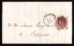 Lot # 621 1867, Queen Victoria, 3d Rose, Spray Of Rose Watermark - Storia Postale