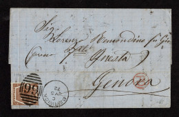 Lot # 623 Used To Genoa: 1872, Queen Victoria, 6d Deep Chestnut, Spray Of Rose Watermark Scarce Shade - Storia Postale