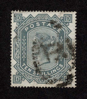 Lot # 624 1878, Queen Victoria, 10s Greenish Gray, Sheet Margin Maltese Cross Watermark At Bottom - Storia Postale
