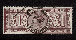 Lot # 635 1884, Queen Victoria, £1 Brown Lilac, Imperial Crowns Watermark - Oblitérés